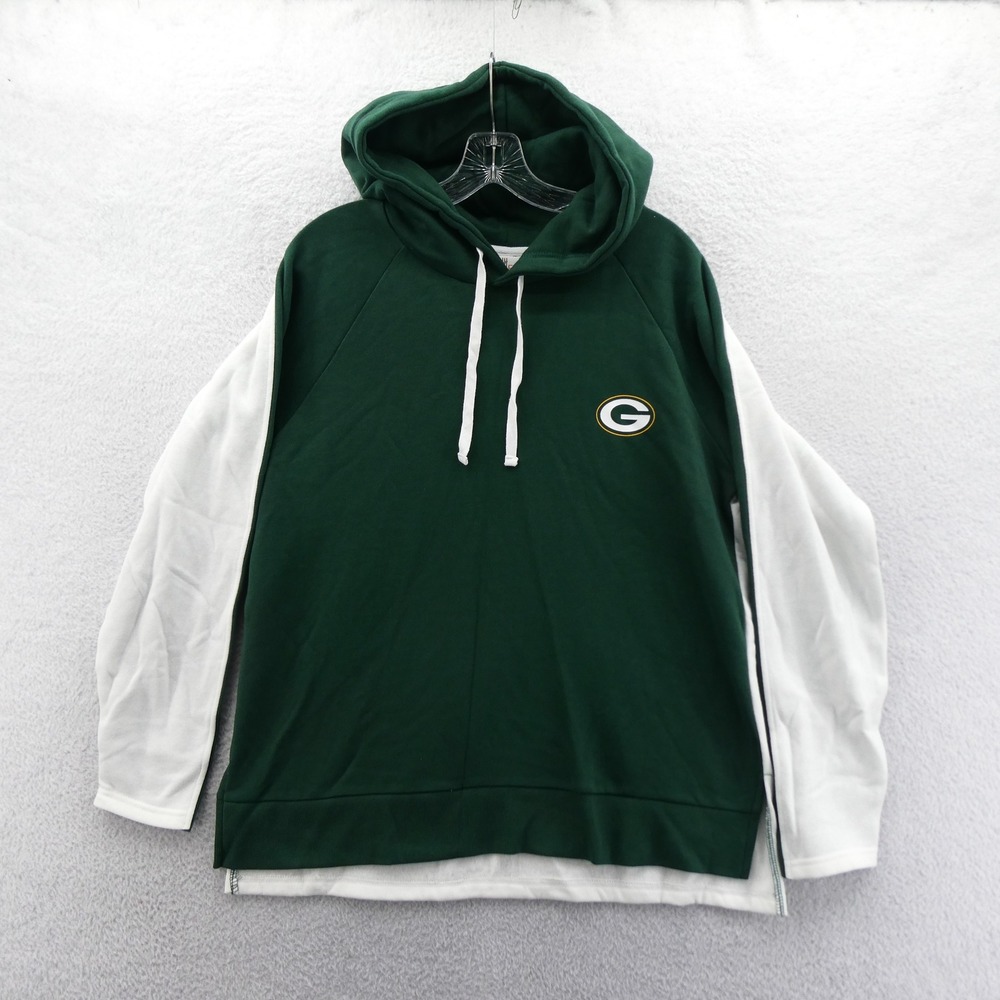 G-III Hoodie Women Medium Green Bay Packers Green White Vintage Graphic Pullover